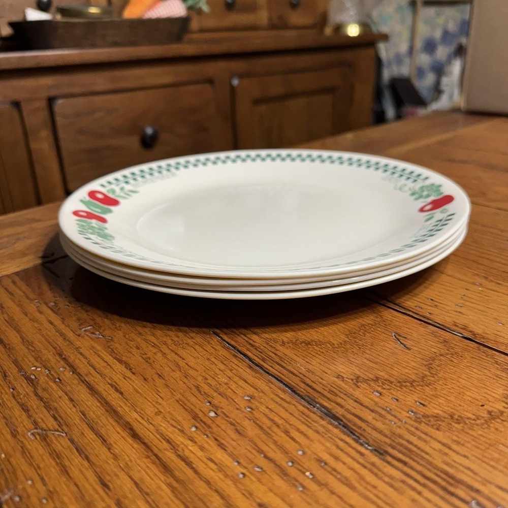 Corelle FARM FRESH Apples Dinner Plates 10 1/4" Homemade‎ Green Check Set Of 4
